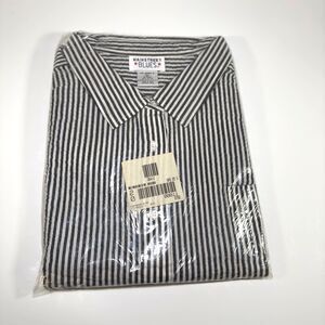 Mainstreet Blues Shirt Womens 5X Black White Button Up Striped VTG Sealed NWT